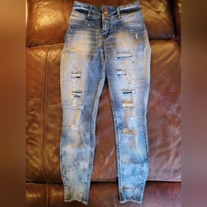NOBO jeans high rise sculpting skinny distressed hems size 7